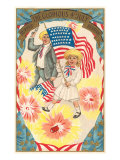 4th of July  Child with Flag  Man with Gun