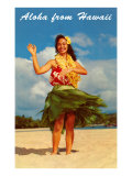 Aloha from Hawaii  Hula Girl on Beach