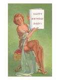 Happy Birthday Baby  Pin-Up Holding Book