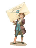 Foppish Boy Carrying Huge Letter
