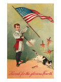 Patriotic Boy Shooting Cat