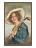 Lady in Hat with Golf Club