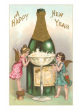 Happy New Year  Cherubs with Champagne