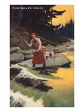 Sun Valley  Idaho  Fishing Woman with Pointer