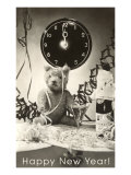 Happy New Year  Teddy Bear and Clock