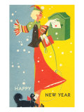 Lady Walking Dog and Mailing Letter