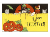 Happy Halloween  Jack O'Lanterns and Witch