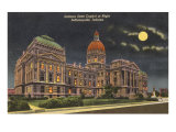 Moon over State Capitol  Indianapolis  Indiana