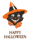 Happy Halloween  Black Cat in Hat