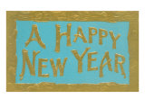 A Happy New Year  Gold Letters on Blue