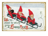 Happy New Year  Elves on Sleds