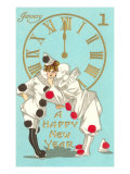 Happy New Year  Clowns and Clock