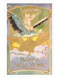 Happy New Year  Baby on Stork