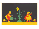 Dutch Children Watering Daffodil