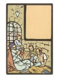 Rabbi Teaching Students  Woodcut