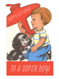 Happy Birthday To a Super Boy  Plane and Puppy