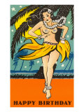 Hula Girl with Palm Tree and Lei