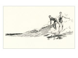 Lithograph of Surfers