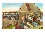Native Hawaiians and Grass Hut