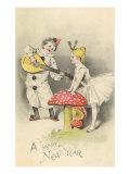 Happy New Year  Children with Mushroom