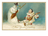 Happy New Year  Clown and Snowman