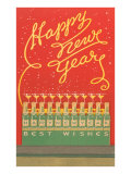 Happy New Year  Stylized Bottles and Glasses