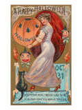 A Happy Halloween  Victorian Lady with Jack O'Lantern