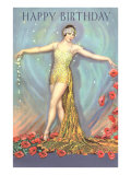 Happy Birthday  Vamp with Poppies