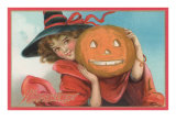 Young Girl Witch with Jack O'Lantern