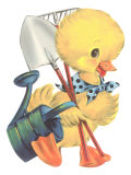 Duckling with Garden Tools