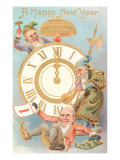 Happy New Year  Elves with Clock