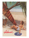 Hawaii  Tourists with Surfboard