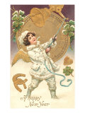 Happy New Year  Victorian Child Ringing Bell
