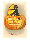 Halloween  Black Devil in Jack O'Lantern