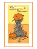Greetings for Halloween  Jack O'Lanterns and Sheaf