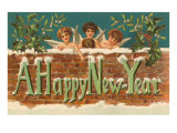 A Happy New Year  Angels on Brick Wall