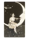 Girl Sitting on Crescent Moon