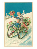 Children and Clover in Sled