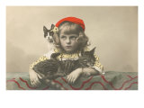 Girl with Red Tam and Two Cats