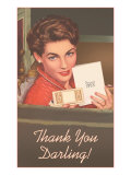 Thank You Darling  Woman with Card and Case