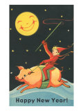 Child Riding Pig by Smiling Moon