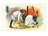 Child with Black Cat in Costume