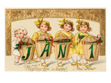 Happy New Year  Children with Baskets