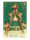 Happy New Year  Cherubs on Ladder
