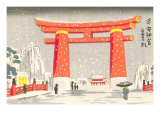 Japanese Illustration  Torii Gate in Snow