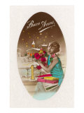 Buon Anno  Lady with Flowers