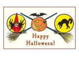 Happy Halloween  Witch and Black Cat
