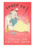 Cheer Up  Cartoon Elephant in Bed