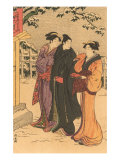 Japanese Woodblock  Three Women in Snow