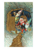 Happy New Year  Elves with Gold Coins